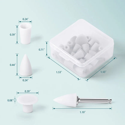 JoyDental 20pcs Dental Silicone Composite Polishers – 3 Shapes (Cup, Inverted Cone, Point) 2.35mm for Finishing & Polishing