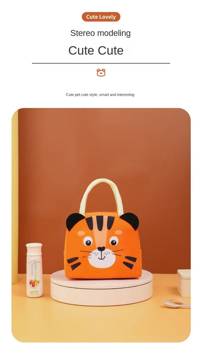 Cartoon Children’s Lunch Bag – Thermal Insulated, Waterproof Oxford Cloth Tote with Aluminum Film, Portable and High-Quality