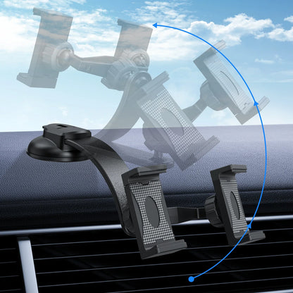 Dual Car Phone Holder – Bendable Memory Neck, 360° Rotatable Adjustable Dash Mount for Cell Phones
