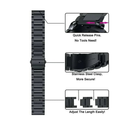 Stainless Steel Replacement Watch Band for NORTH EDGE APACHE-46 Smartwatch – Metal Bracelet Wrist Strap Correa for APACHE 46
