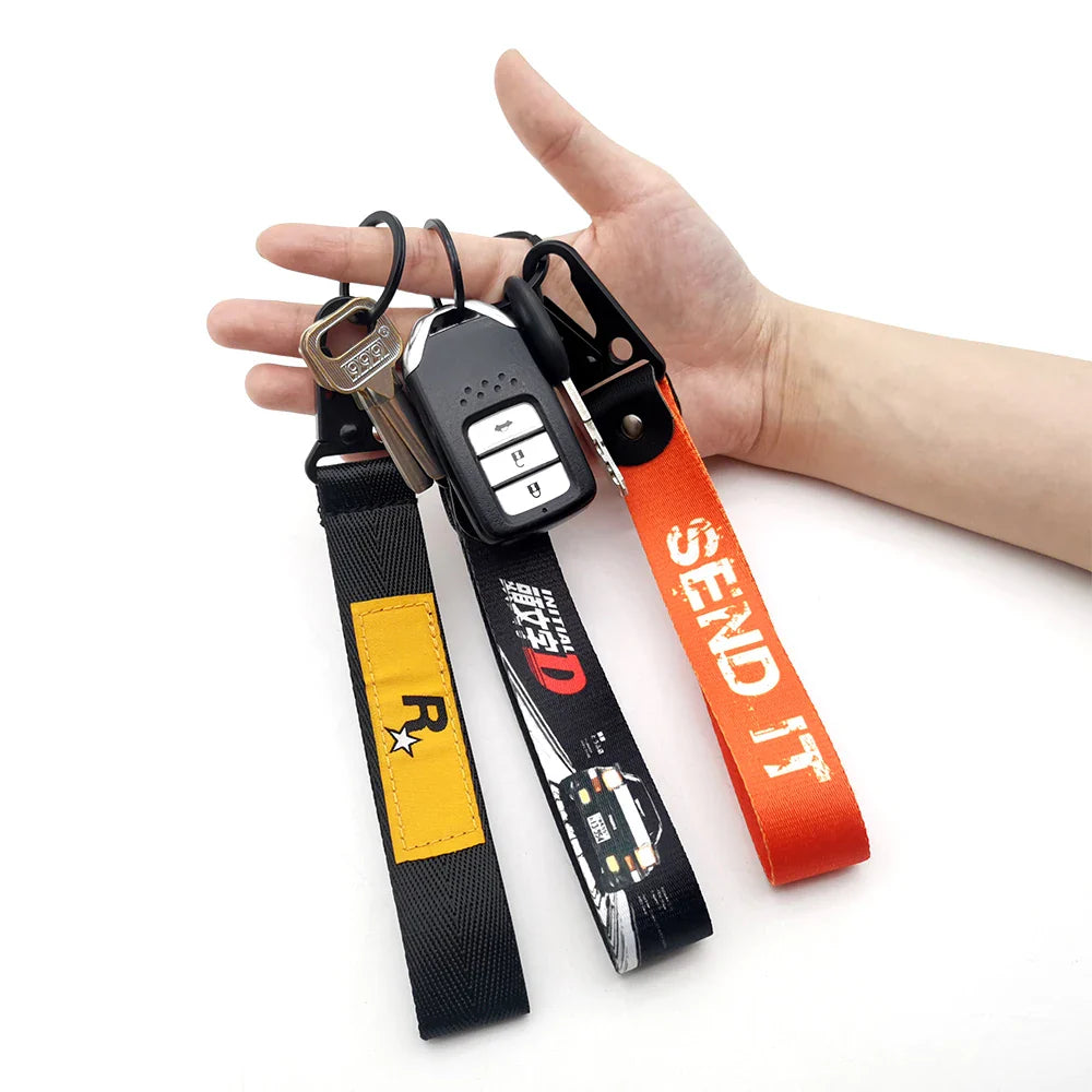 JDM Car Keychain Key Tag – Personality Spring Clip Lanyard for Racing, Modified Nylon Motorcycle & Auto Key Holder Accessories