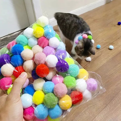 Interactive Cat Toys for Launch Training - Creative Mini Pompoms Games, Stretch Plush Ball Toys for Kittens - Pet Accessories and Cat Supplies