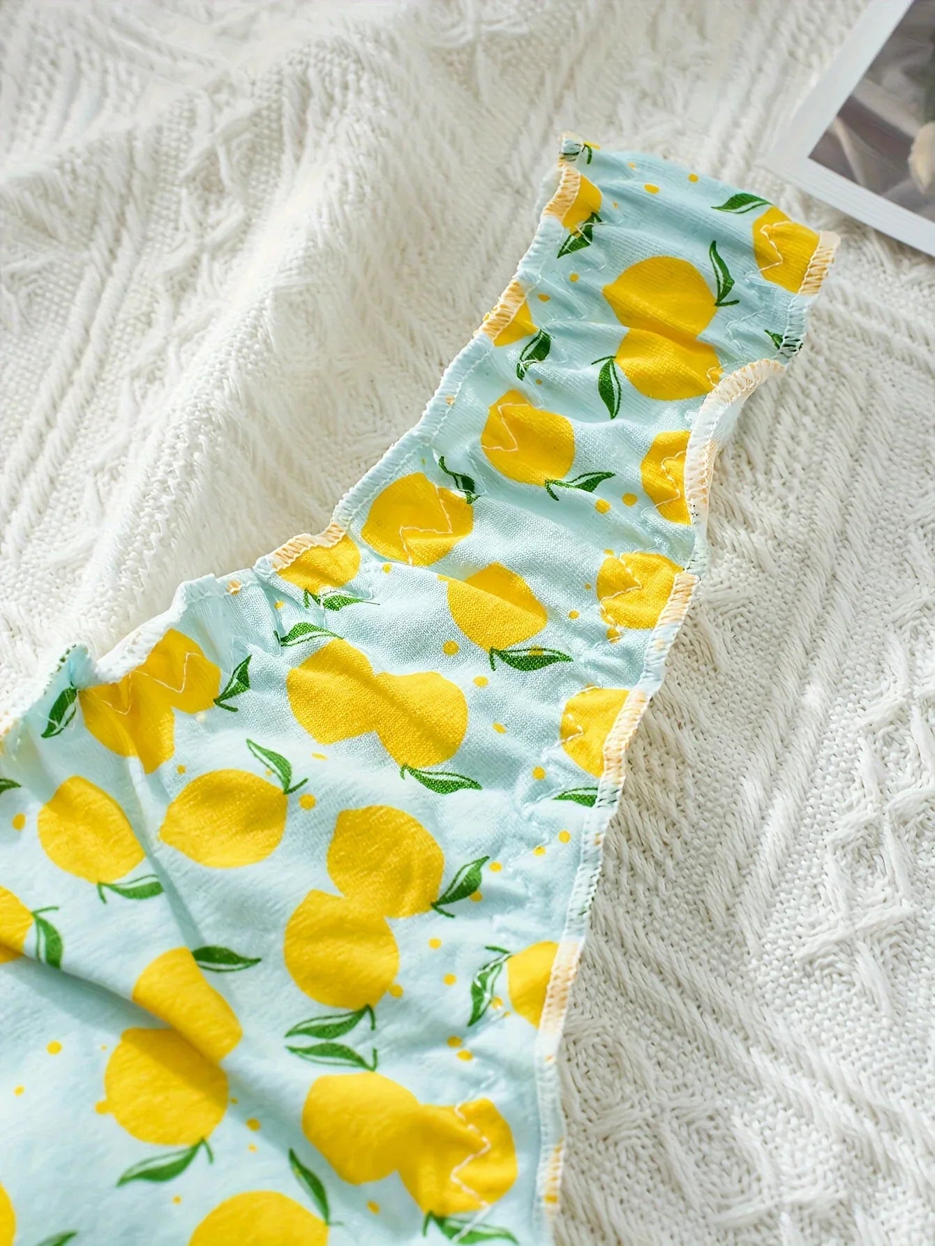 5Pcs Women’s Cotton Ruffle Thong Set - Mixed Fruit Pattern Wrinkled Comfortable Soft Underwear