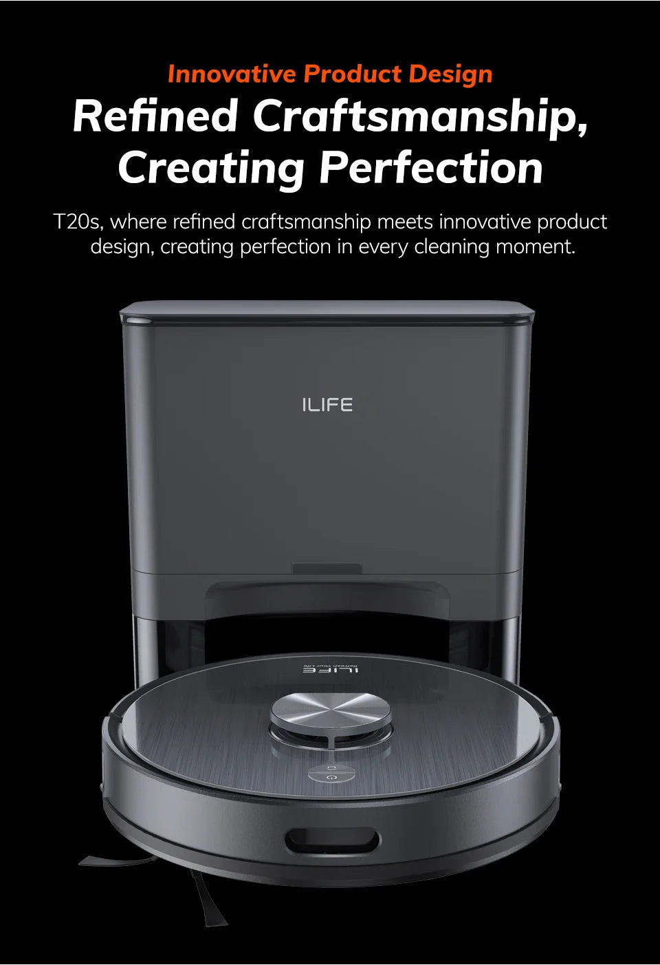 ILIFE T20S LDS Robot Vacuum Cleaner – 5000Pa, Auto Empty Dock, 60-Day Hands-Off Cleaning, Wet/Dry Sweeping & Mopping
