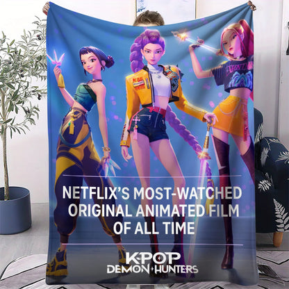 K-Pop Demon Hunters Flannel Blanket – 31 Styles Anime Throw for Home, Travel & Camping Fan Gift