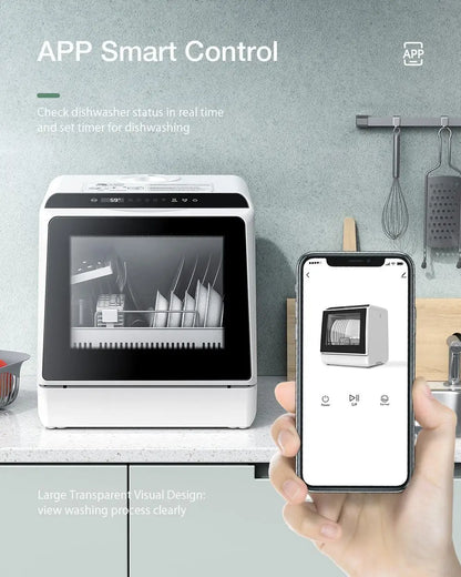 BlitzHome Smart Countertop Dishwasher – Portable Tabletop Dish Washer with APP Control for Kitchen