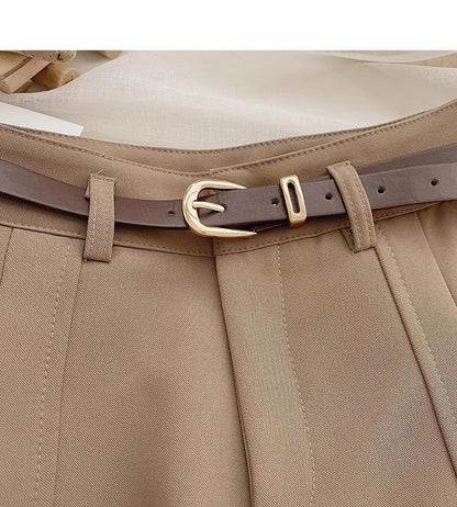 Casual Women’s A-Line Shorts — Vintage Solid High Waist Office & Streetwear Summer Trousers