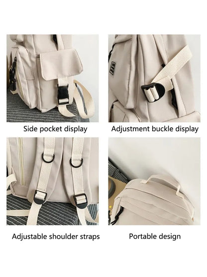 Multi-Pocket Nylon Backpack — Large-Capacity School & Computer Bag for Men & Women