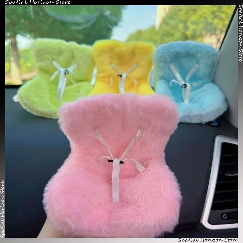 Mini Plush Doll Safety Seat — Kawaii Labubu Idol Kpop Plush Car Air Freshener & Ornament Gift
