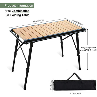 KRC CAMP Folding IGT Table – Lightweight Camping Table for BBQ, Grill, Picnic & Fishing, Outdoor Equipment Set