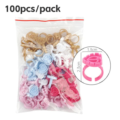 AILEISHI 100PCS Disposable Eyelash Glue Cup Rings – Lash Extension Pigment Holder Tattoo Makeup Tools