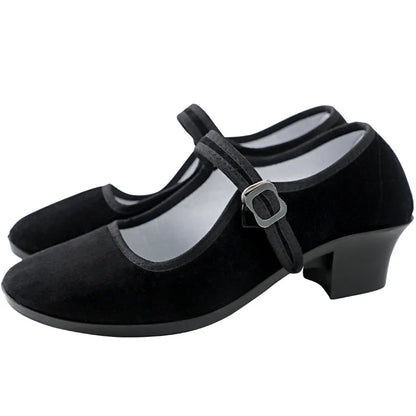 Girls’ & Women’s Dance Shoes - Black Cloth Ethnic Dance Shoes for Training, Practice & Grading Exams