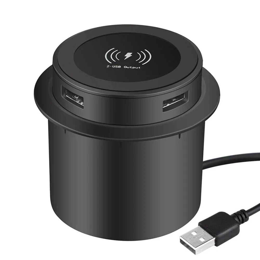 30W Wireless Desktop Charger – Fast Wireless Charging for iPhone, Samsung, Huawei, Xiaomi | Dual USB Phone Charging Station