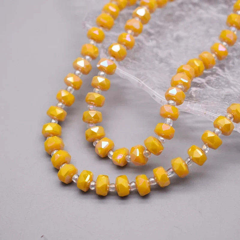 8mm Crystal Glass Beads Set - 30PCS Color Wheel Faceted Round Loose Beads for DIY Jewelry Making & Bracelets