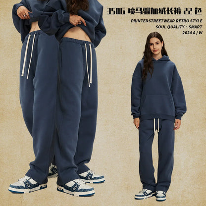Straight-Lined Solid Color Cashmere Sweatpants – Soft Cozy Lounge Pants