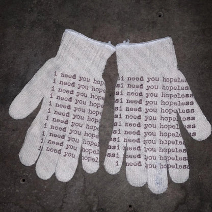 Gothic Y2K Winter Gloves - Men's Vintage Punk Anime Print Kawaii Fashion Accessories
