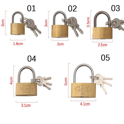 Copper Padlock Small Locks – Luggage, Case, and Locker Security with 3 Keys (20mm-50mm) for Home Improvement Hardware
