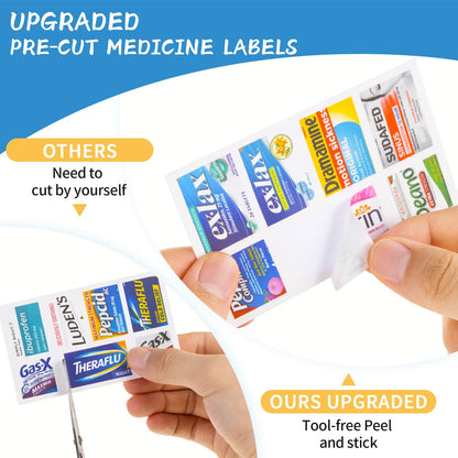 10-Grid Pill Organizer Box with 175 Labels – Mini Medicine Storage for Travel & Daily Use