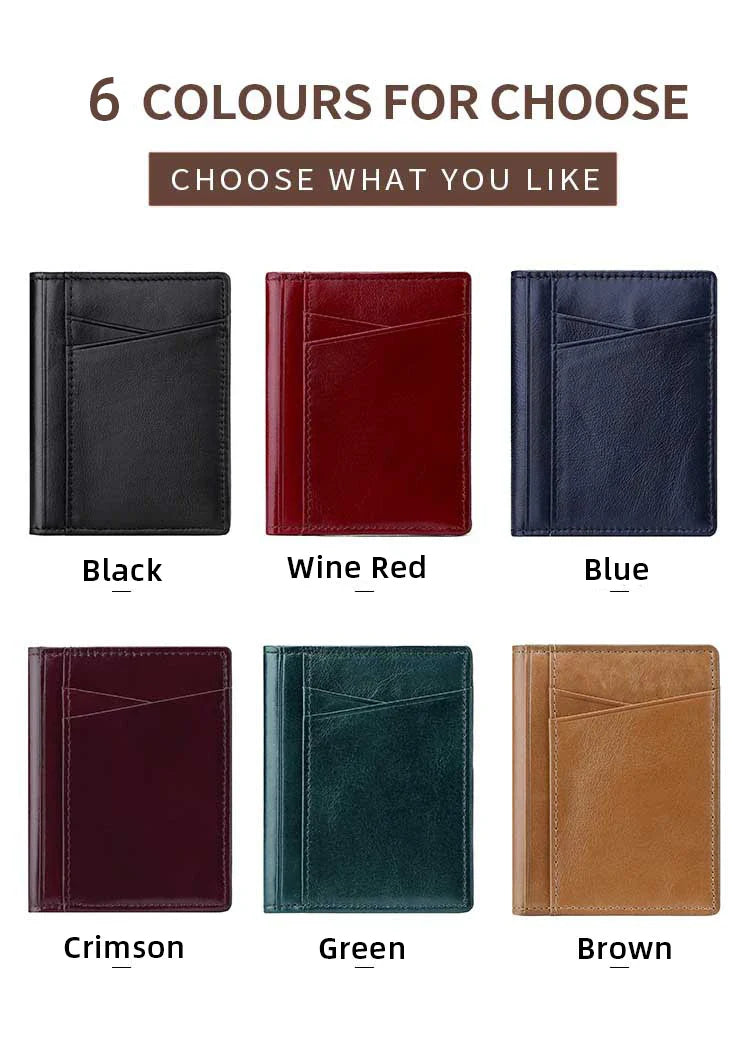 YUECIMIE Super Slim Leather Wallet – Genuine Mini Credit Card Holder, Thin Soft Purse for Men