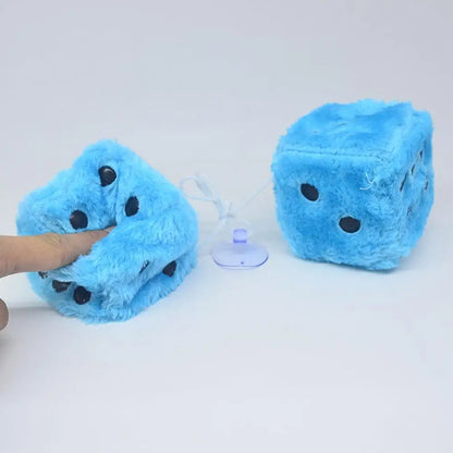 Long Hair Hot Stamping Dot Dice Plush Toy Cube – Anime Car Ornament & Decoration Pendant Accessory