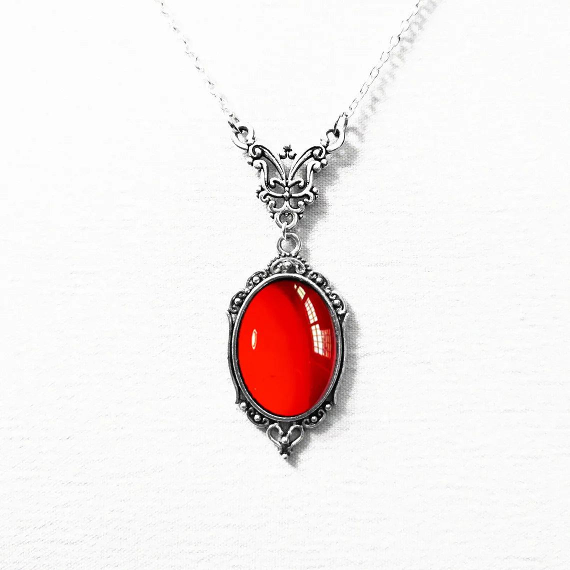 Gothic Vampire Blood Drop Necklace — Vintage Purple & Red Bat Eye Pendant, Witch Jewelry Accessory Gift for Women