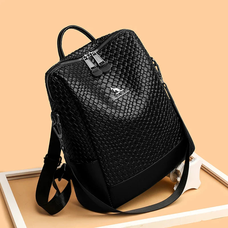 Luxury Women's Designer Backpack - High-Quality Leather, Large Capacity, Multifunctional Travel Mochila for Girls