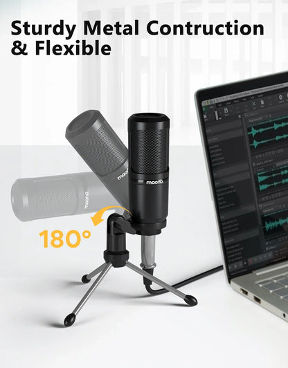 Maono PM360TR Condenser Podcast Microphone – 3.5mm Mic for Computer, Laptop, Phone, Sound Card, YouTube, Gaming & Recording