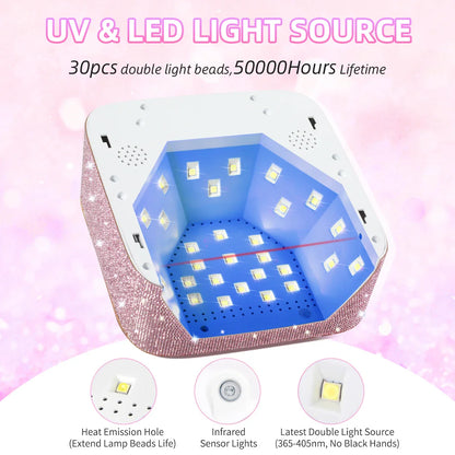 Rechargeable UV LED Nail Lamp – 30 LEDs Cordless Professional Gel Curing Light with Touch Screen, Salon Tools