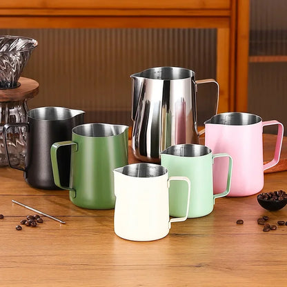 304 Stainless Steel Milk Frothing Pitcher with Measurement Scale – Barista Espresso Coffee Latte Art Jug for Café & Kitchen