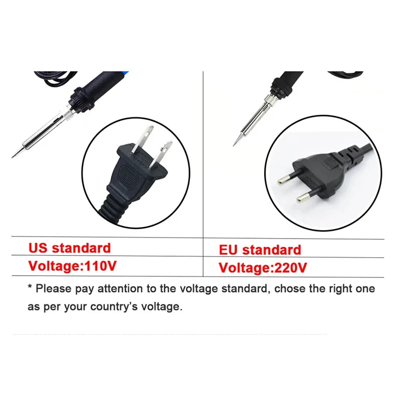 60W Adjustable Temperature Soldering Iron - 110V/220V Electric Welding & Repair Tool