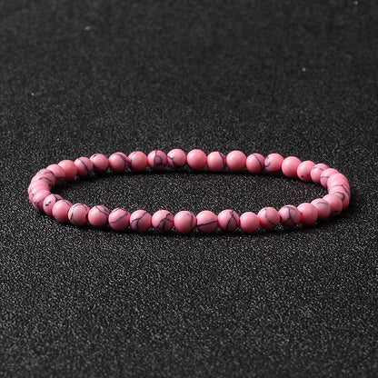 4mm Natural Stone Bead Stretch Bracelet for Men & Women – Agate Lava Handmade Reiki Crystal Jewelry