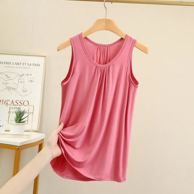Women’s Plus Size Modal Tank Top - Loose Fold Sleeveless Summer Vest Shirt XL-6XL Casual Homewear
