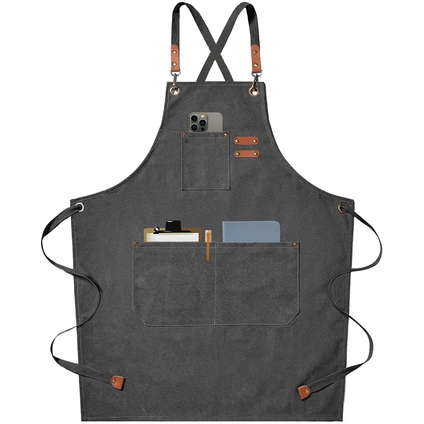 New Fashion Canvas Kitchen Apron – Unisex Chef Work Apron for Grill, Restaurant, Bar, Shop, Cafes, and Beauty Nail Studios