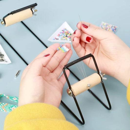 Easy-to-Use Beading Loom DIY Tool | Weaving with Elastic Band Charm | Czech Glass Beads Needle Included | Bracelet & Necklace Jewelry Making Kit