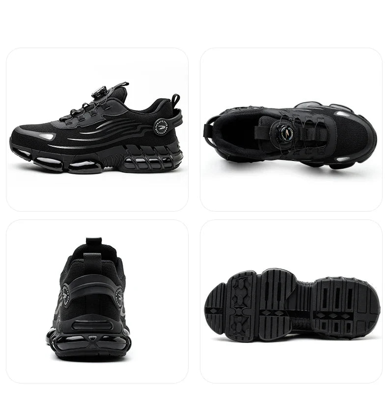 Rotating Button Men’s Safety Shoes – Anti-Smash & Anti-Puncture Work Boots, Fashion Sport Protective Footwear
