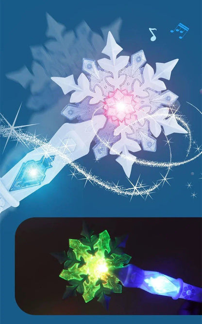 Princess Snow Wand Toy - Snowflake Light & Sound Stick for Kids, Glowing Fairy Wand for Girls, Christmas & Halloween Cosplay