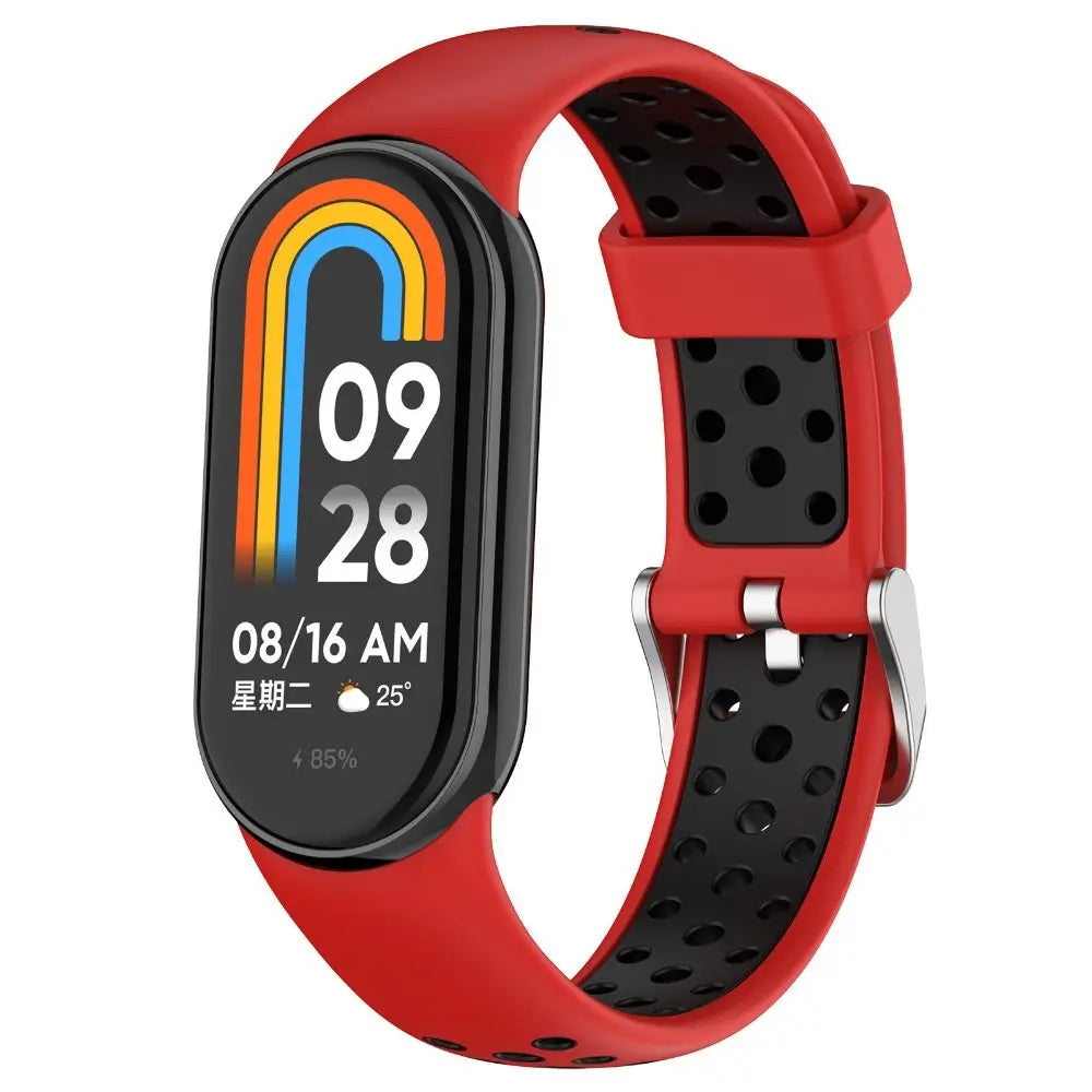 Two-Color Silicone Sport Strap for Xiaomi Mi Band 9 & 8 – Breathable Smartwatch Wristband Accessory