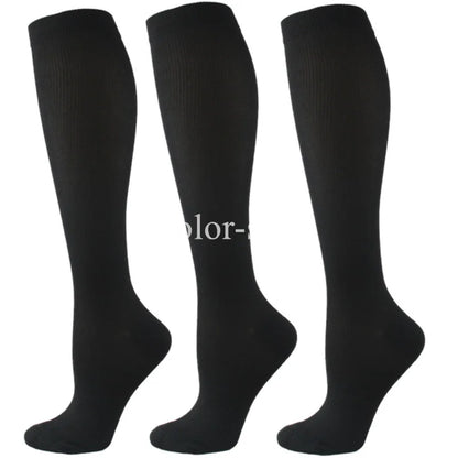 3 Pairs Knee High Compression Socks – Anti-Fatigue Support Stockings for Varicose Veins, Pain Relief & Sports Recovery (Men & Women)