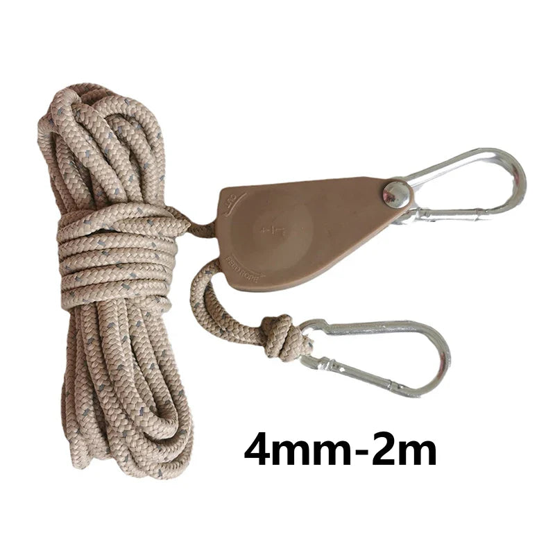 Camping Tent Reflective Windproof Rope – Adjustable Lanyard with Buckle & Pulley for Outdoor Equipment