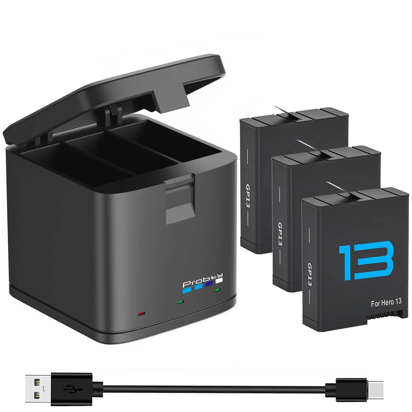 2280mAh Battery for GoPro Hero 13 – with 3-Slot Box Charger, GoPro Hero 13 Black Camera Accessories