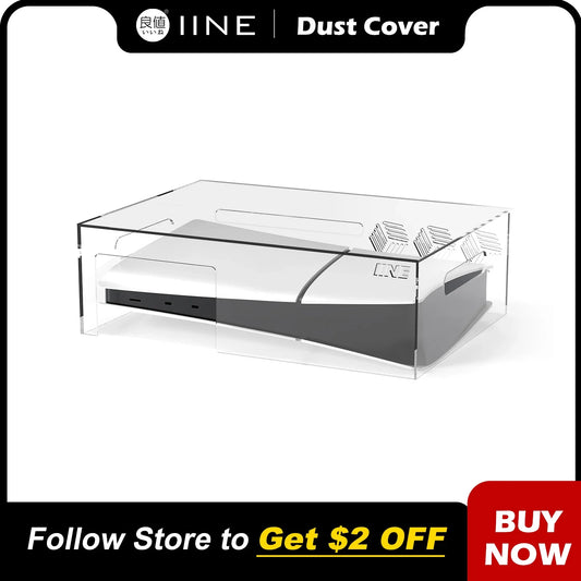 IINE Acrylic Dust Cover for PS5 Slim – Durable PC Dustproof Protective Case Compatible with Disc & Digital Console Models