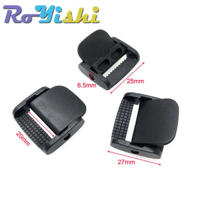 5Pcs Plastic Cam Buckle Set – Adjustable Black Toggle Clips for Backpack Straps & Webbing (5/8”–2” Sizes)