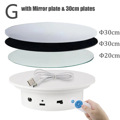 BFOLLOW 20/30/40cm Remote Control Electric Turntable – 360° Rotating Rechargeable Mirror Display Stand for Photography & Video