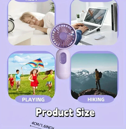 Mini Handheld USB Fan – 3-Speed Strong Wind Portable Desk Fan, Rechargeable for Students, Office, Outdoor, Travel, and Camping