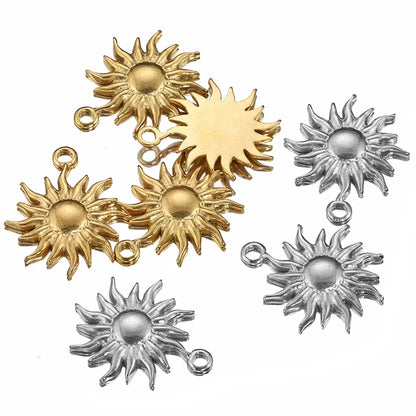 5PCS Stainless Steel Sunburst Sun Pendant Charms – DIY Jewelry Making Supplies for Necklaces & Bracelets