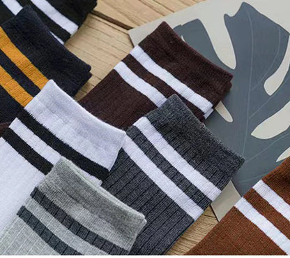 5/10 Pairs Striped Harajuku Retro Socks - Casual, Breathable Cotton Socks for Men & Women