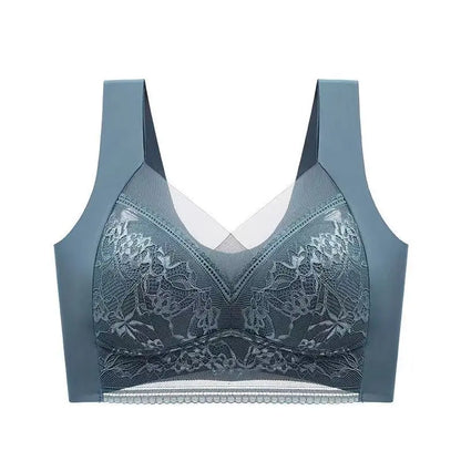 Women’s Lace Perspective Bralette — Push-Up Ice Silk Deep V Bra, Sexy Lingerie Top, Plus Size L–5XL Mom’s Underwear