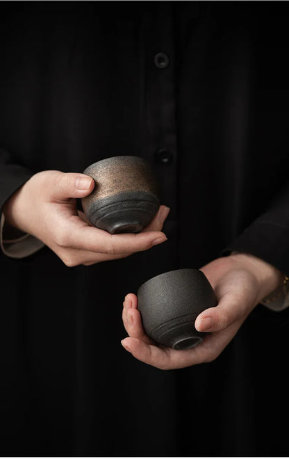 Japanese Handmade Stoneware Tea Cup – Small Kung Fu Single Teacup Vintage Style