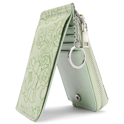 Ladies Zip Coin Purse with Key Ring – Embossed Design, Multi-Card Slots, Large Capacity Wallet Fashion Accessory