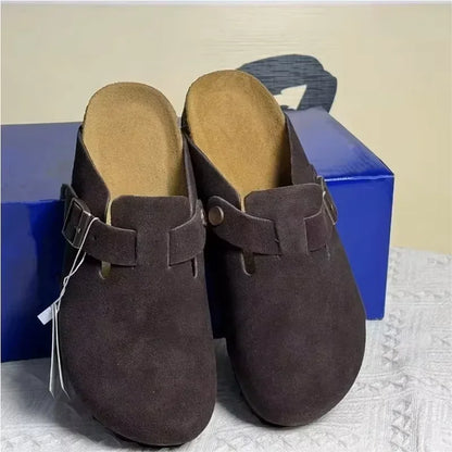 Retro Button-Toe Slip-On Shoes - Unisex Outdoor Casual Shoes with Thick Sole